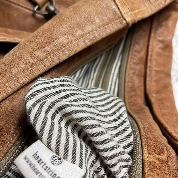 Heartstrings weathered leather tan extra large tote antique tone hardwares. - Picture 12 of 14